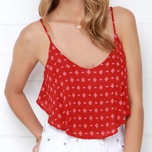 ❤️ Lulu’s Boho Dreams Red Print Crop Top